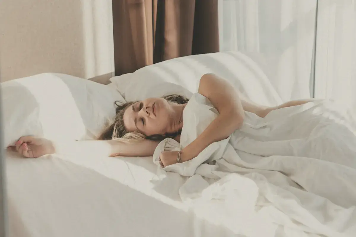 A person lying in a bed