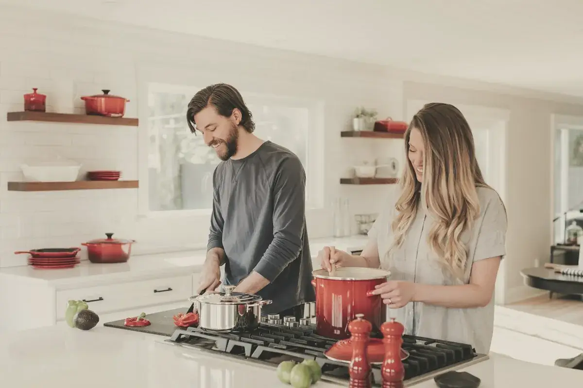 Man and woman on kitchen