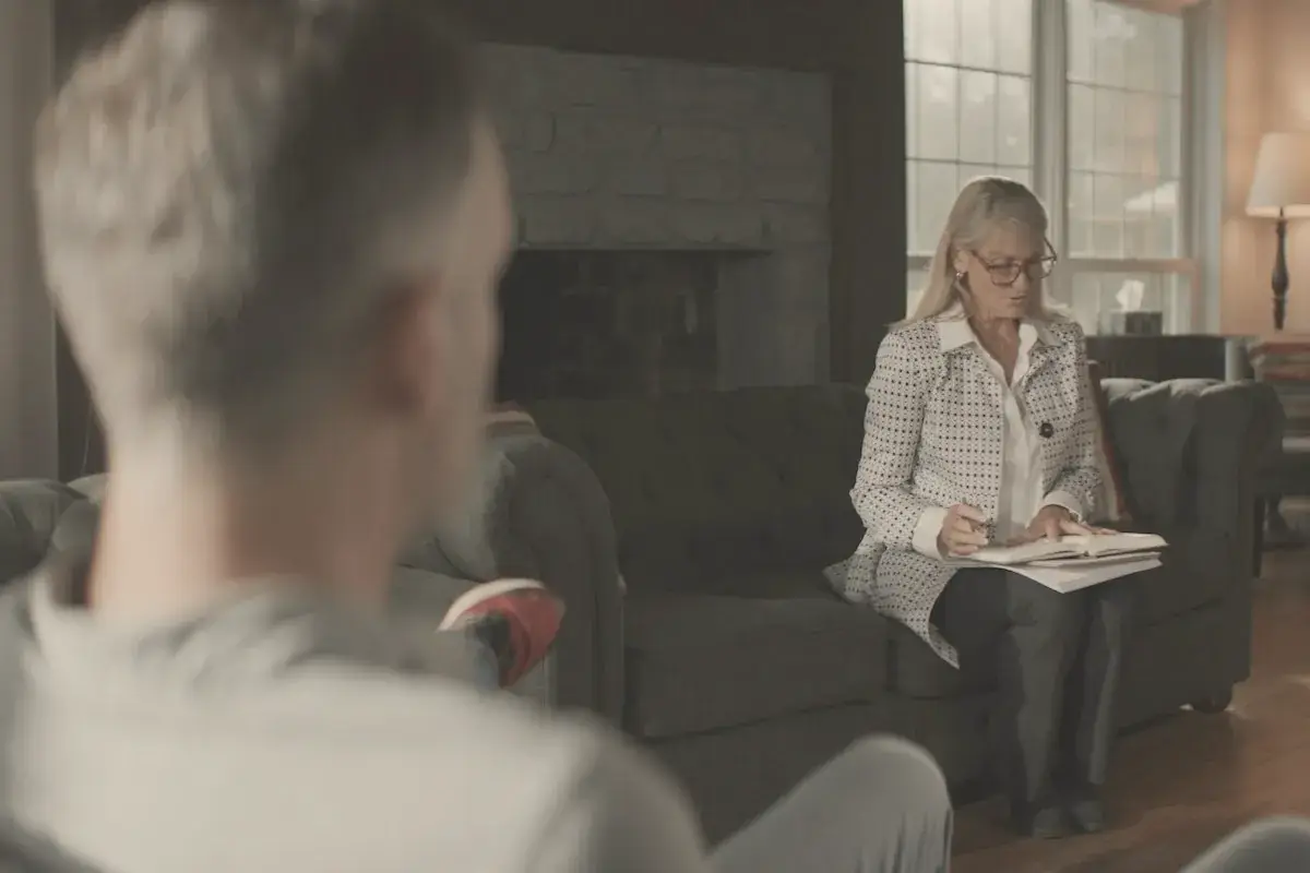 Adults gathered in a comfortable living room